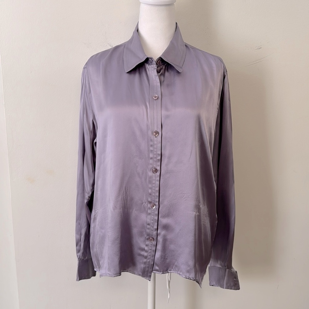 Studio Jax lilac button down silk blouse, Sz 12